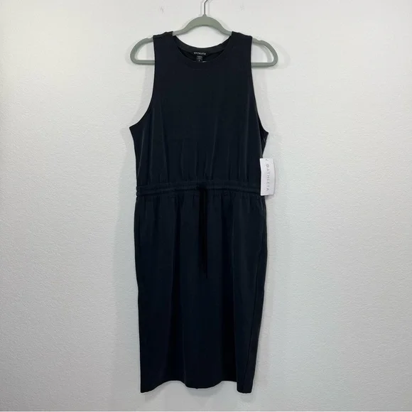 Athleta NWT Seasoft Midi Elastic Waist Sports Dress size Large Soft Black Black - Picture 2 of 11